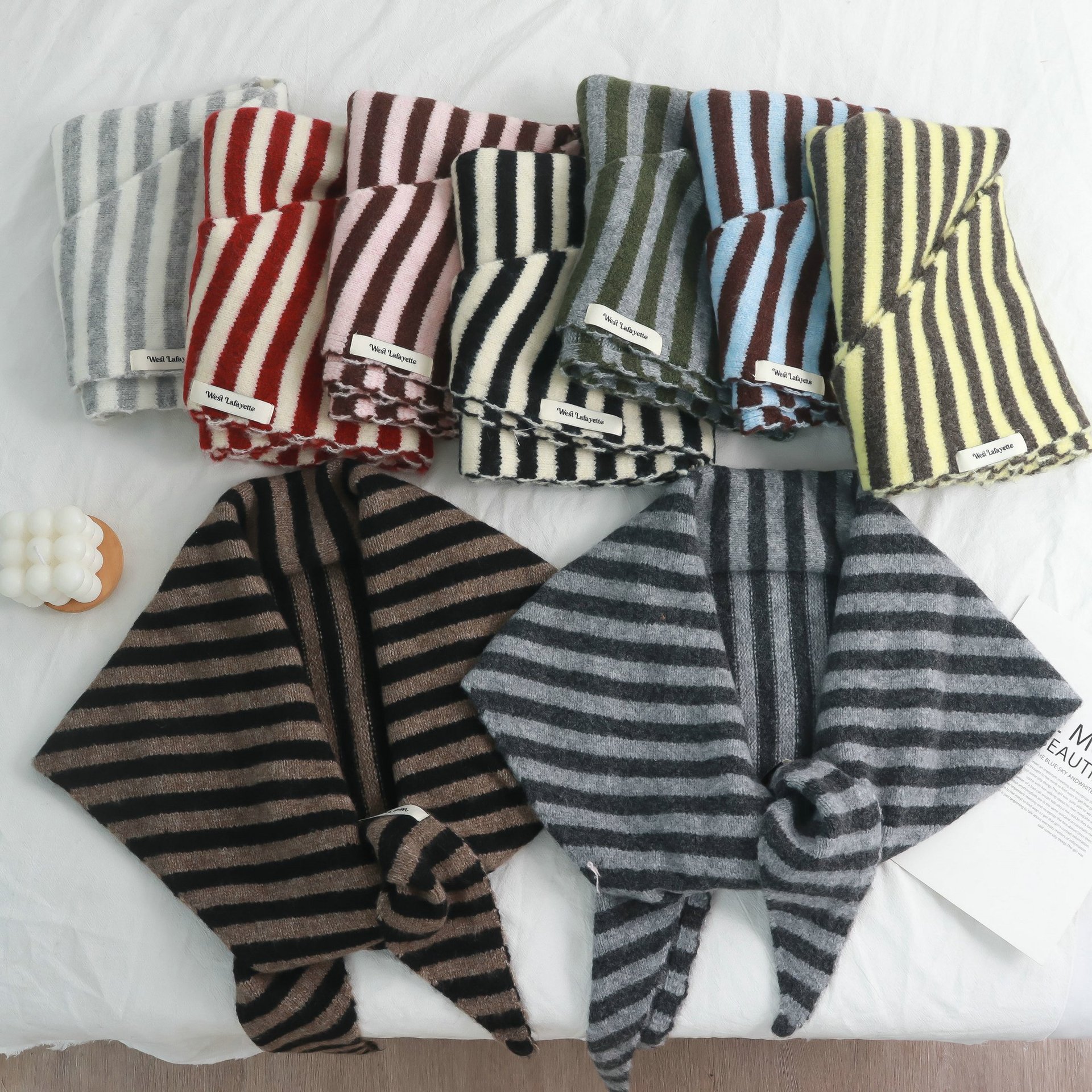 韩版时尚羊毛混纺针织三角披肩女冬季新款百搭保暖防寒护颈围脖潮