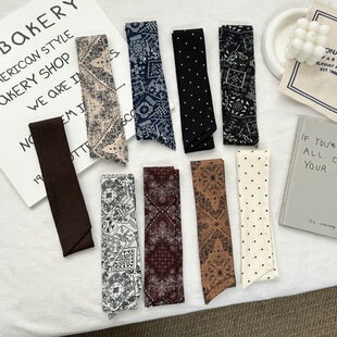 新款细窄波点丝巾小长条发带绑包女春夏薄款搭配西装衬衫洋气领巾