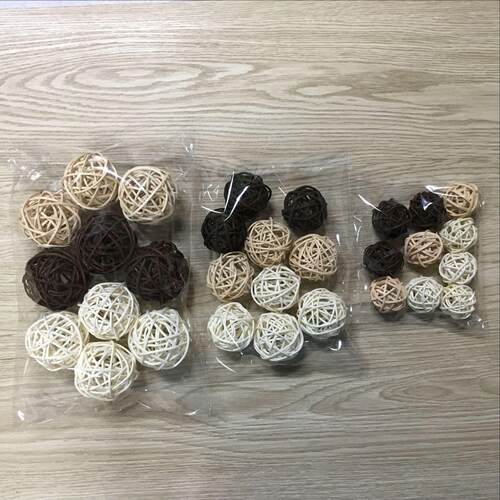 手工分装3色混装藤球 原木色 咖啡色 白色 10个1包 手工编织藤球