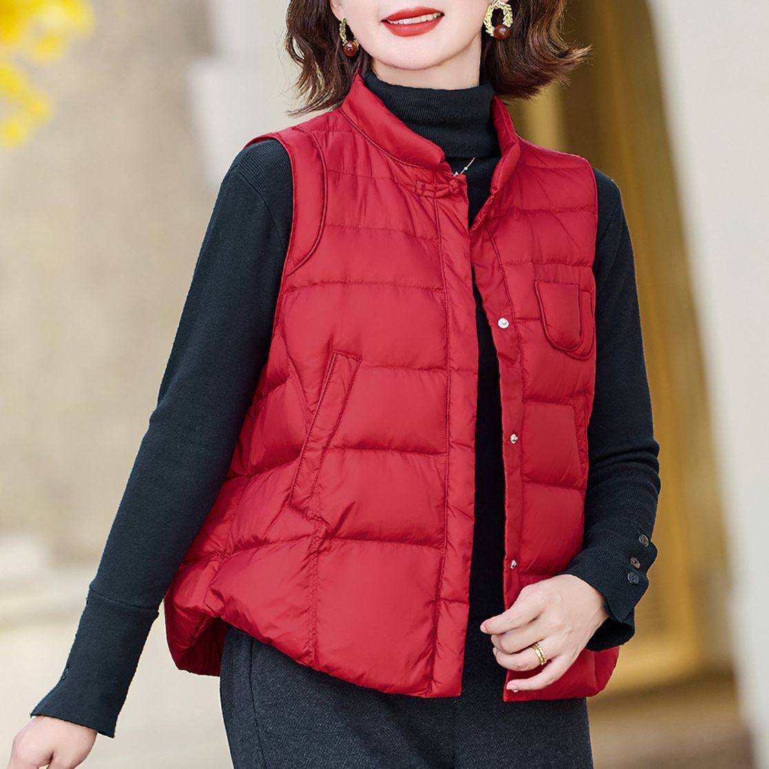 立领轻薄羽绒服马甲马夹女2025新款冬季时尚洋气女装鸭绒内胆外套