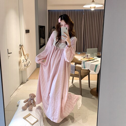 法式温柔碎花睡裙女春秋