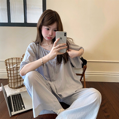 简约风圆领舒适柔软睡衣女夏季