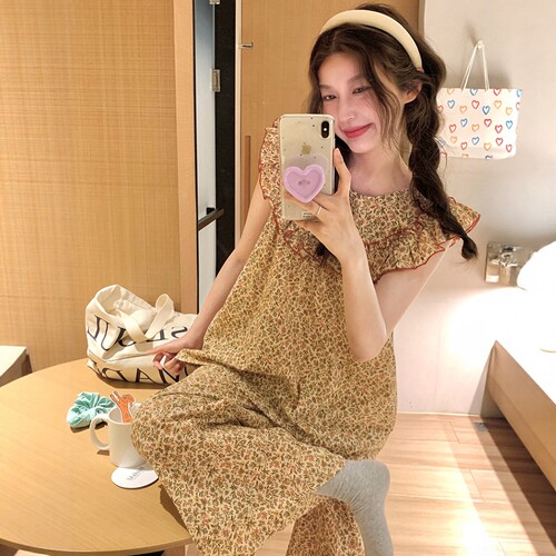 可外穿碎花背心长裤家居服