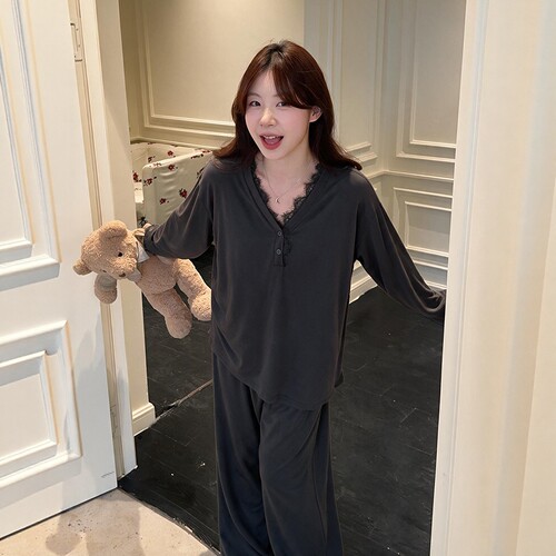 莫代尔棉女春秋长袖可外穿睡衣