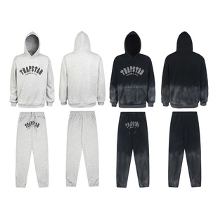 Trapstar美式潮牌毛巾绣连帽卫衣帽衫套装男女运动卫裤休闲长裤