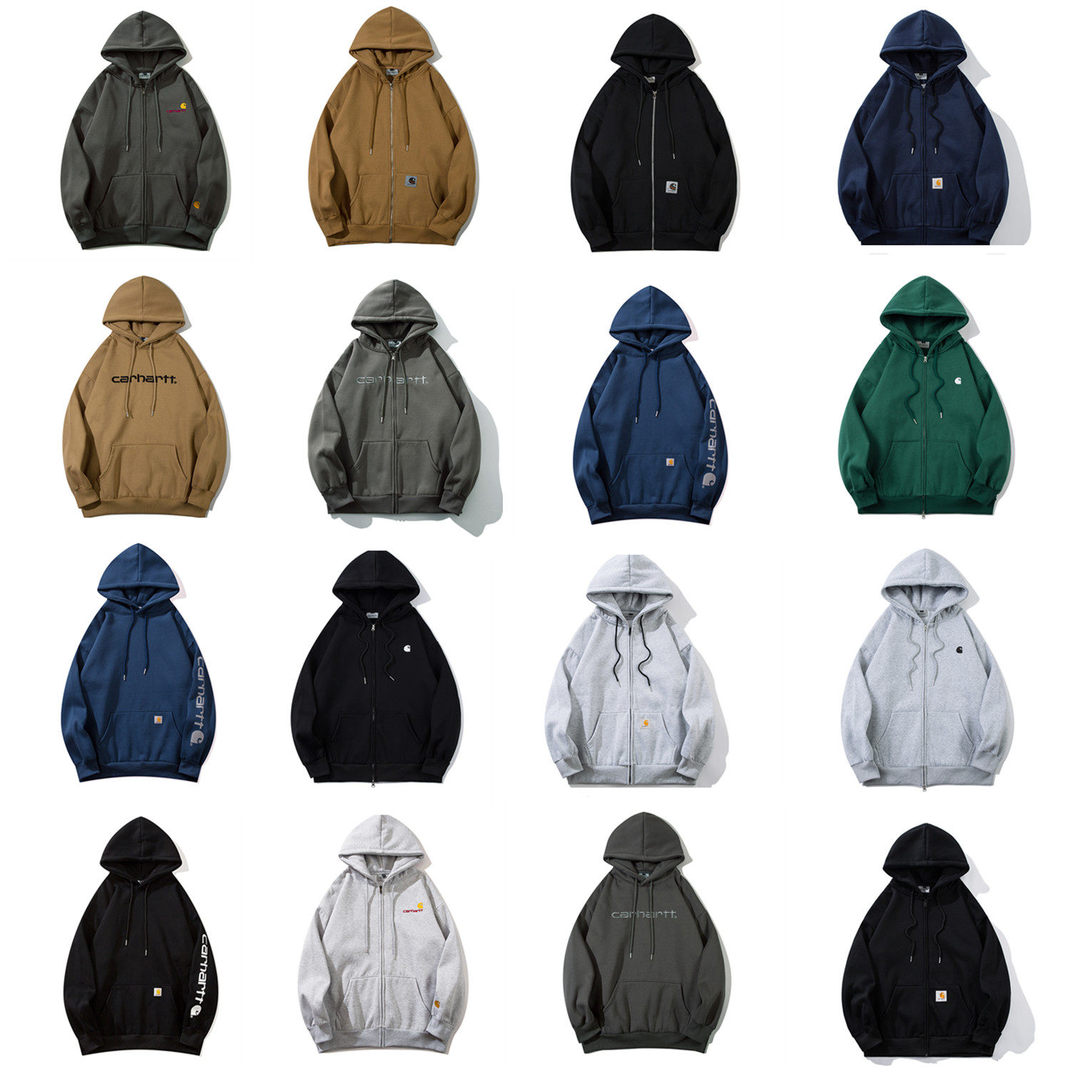 美式潮牌字母刺绣加绒连帽卫衣男女开衫拉链帽衫外套休闲套头卫衣