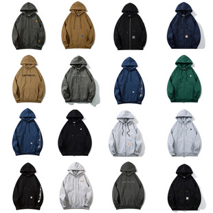 外套休闲套头卫衣 拉链帽衫 美式 潮牌字母刺绣加绒连帽卫衣男女开衫