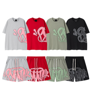 SYNA WORLD美式字母印花短袖T恤街头嘻哈男女宽松圆领休闲打底衫