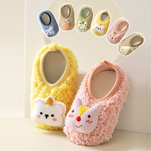 秋冬加绒加厚儿童防滑地板袜厚底保暖居家爬爬垫亲子袜