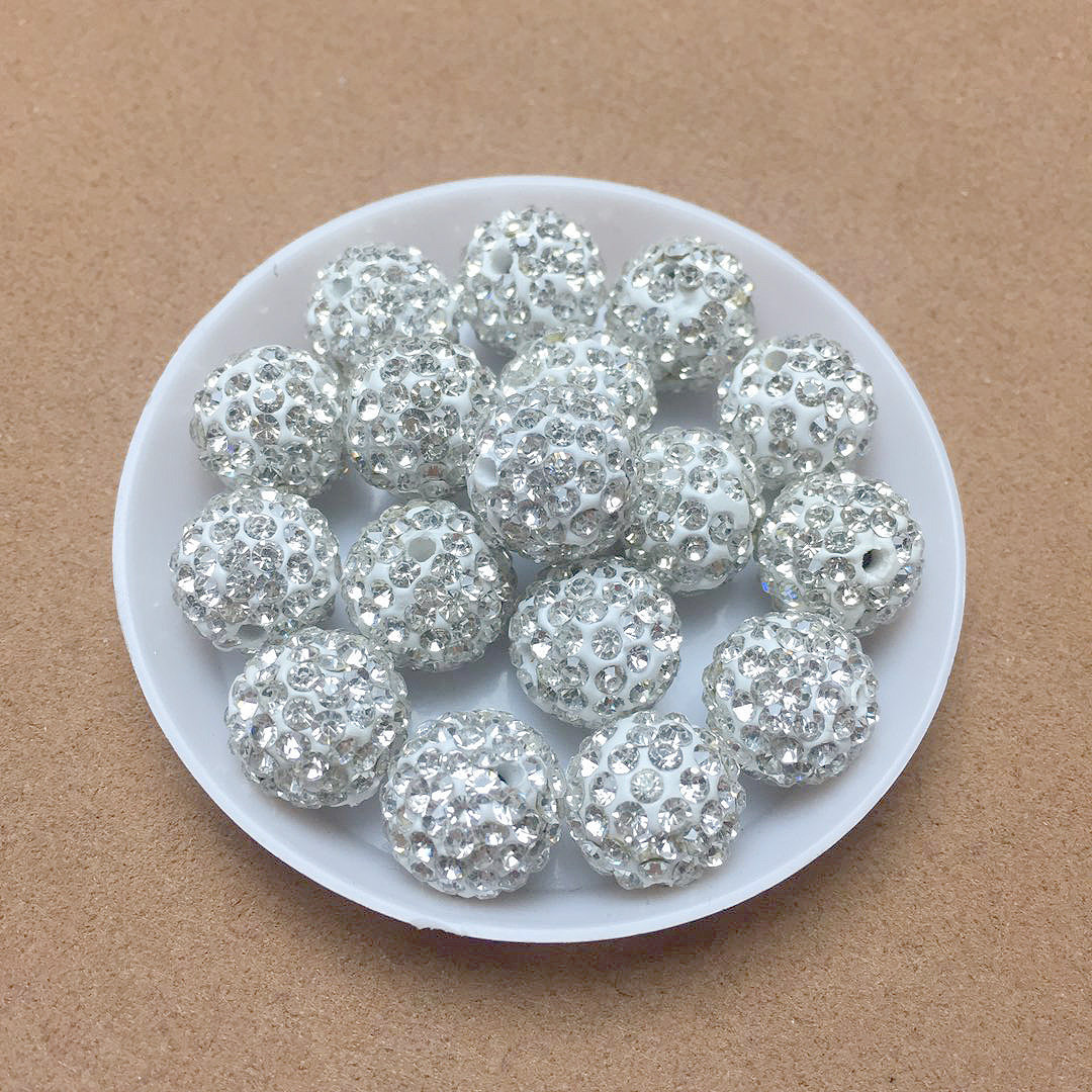 DIY配件软陶泥球香巴拉散珠满钻水钻球6排12mm饰品香巴拉珠子