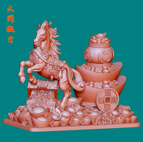 圆雕图三维图STL雕刻3D打印立体图马到成功模型雕刻图   马踏飞燕