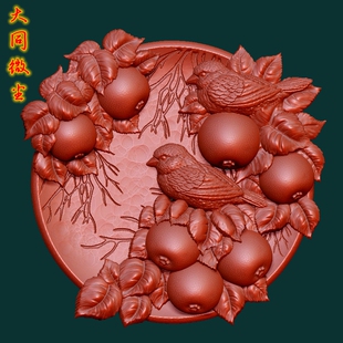 圆雕图三维图STL雕刻3D打印素材立体图精雕   硕果累累鸟