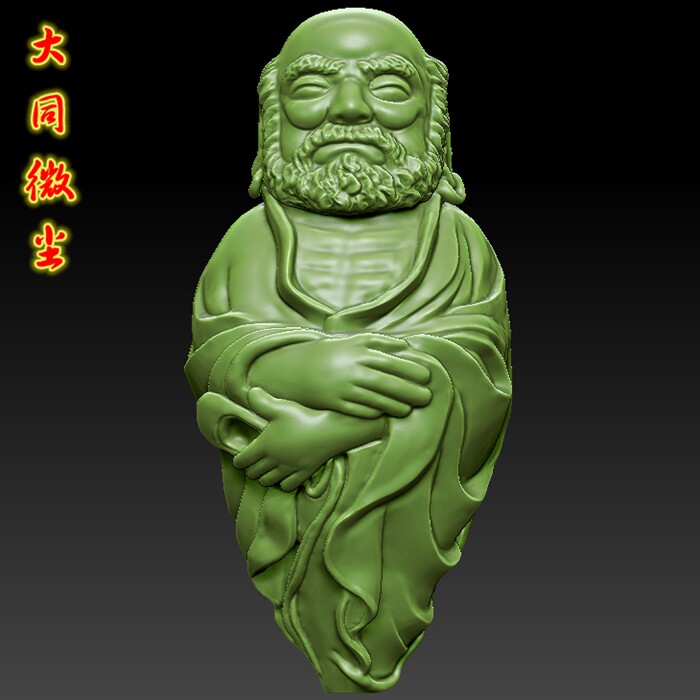 圆雕图三维图STL雕刻3D打印素材立体图精雕  橄榄核雕达摩