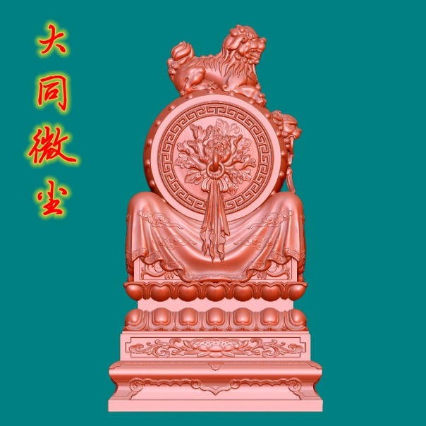 圆雕图三维图STL雕刻3D打印素材立体图精雕  9574貔貅抱鼓门墩石