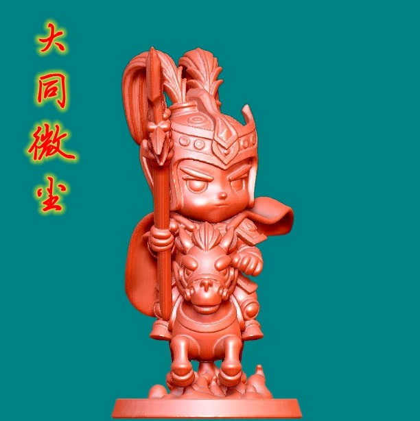 圆雕图三维图STL雕刻3D打印素材立体图精雕  9507Q版吕布骑马