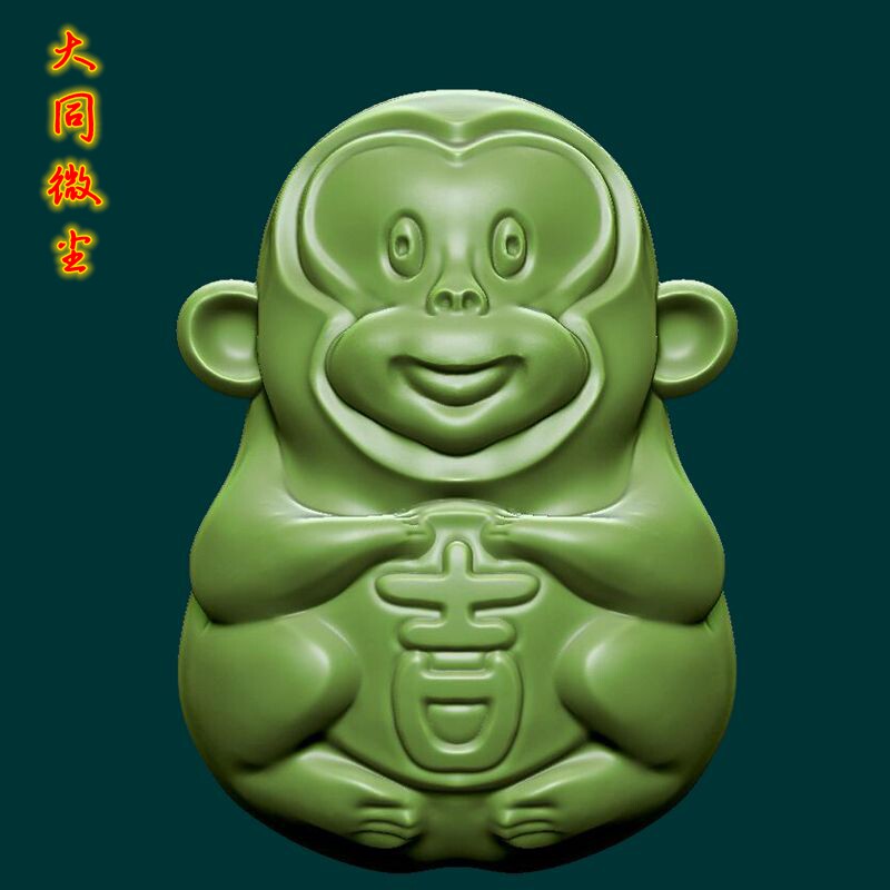 3D猴年生肖福字挂件雕刻文件雕刻机圆雕图STL三维图  小猴子把件