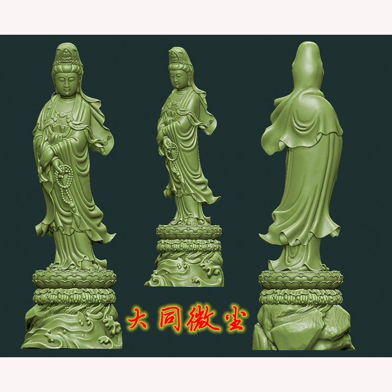 圆雕图三维图stl雕刻设计素材3D打印   端庄观音