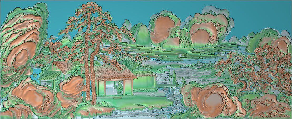 浮雕图 精雕图 灰度图 大山水