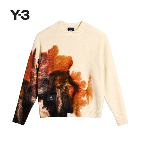 Y-3/Y3山本耀司春季男女同款时尚圆领图案针织毛衣JX7332