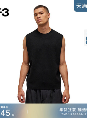 Y-3/Y3山本耀司春季情侣款休闲毛织宽松时尚黑色圆领背心IW7484