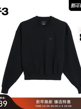 Y-3/Y3山本耀司2025秋季女士黑色短款宽松圆领休闲卫衣JX7375