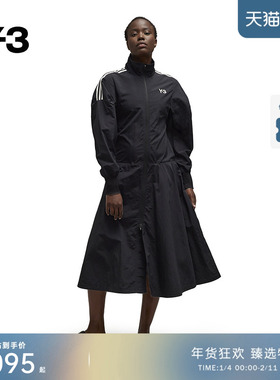 [季末折扣]Y3山本耀司秋季连衣裙女圆领长袖立领运动裙子IL2066