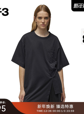 Y-3/Y3山本耀司春夏季女士休闲T恤落肩袖不规则短袖IN4377