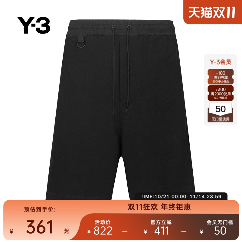 Y-3/Y3山本耀司黑色宽松男士春夏纯棉时尚直筒休闲短裤子HB6315
