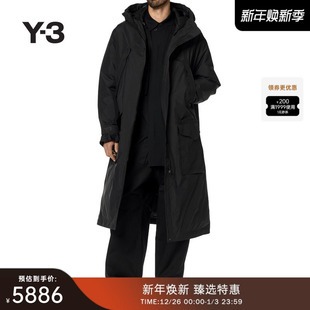 休闲连帽派克大衣中长款 Y3山本耀司秋冬男士 外套JW4618