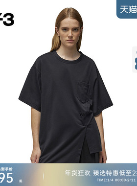 Y-3/Y3山本耀司春夏季女士休闲T恤落肩袖不规则短袖IN4377