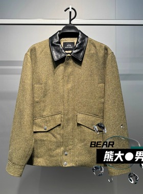 B1BCF4224太平鸟男装2025冬季新款翻领拼接小香风宽松加棉夹克999