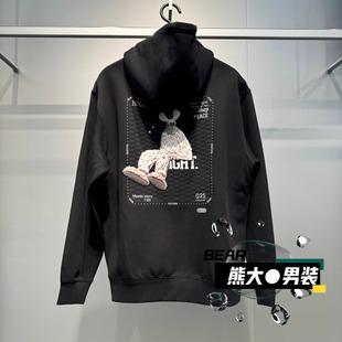 休闲连帽黑色套头卫衣 B2CRF4135太平鸟男装 时尚 新款 729 2025冬季