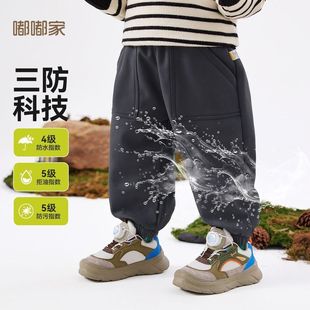 儿童加绒裤子冬季婴儿新款防水工装裤宝宝长裤冬装男童外穿束脚裤