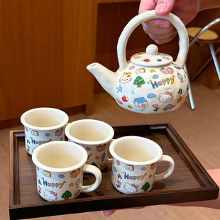 可爱猫咪少女心陶瓷提梁壶家用功夫茶具茶壶泡茶壶茶杯套装礼物