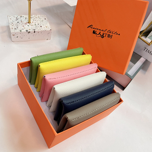 h家钱包2024新款纯色真皮cd卡包高级感头层牛皮零钱包软面名片夹