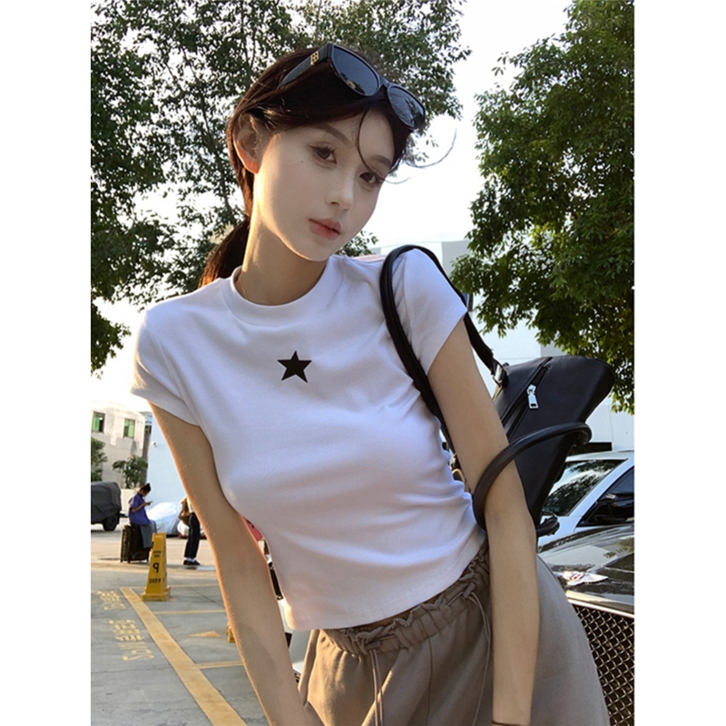 美式辣妹星星印花短袖T恤女上衣