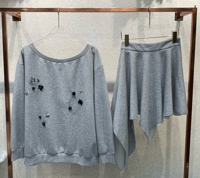 在韩直邮 SYMBOL 微胖大码新款韩版宽松显瘦斜肩卫衣半身裙套装女