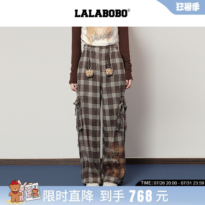 LALABOBO饼干熊敲鼓阔腿裤