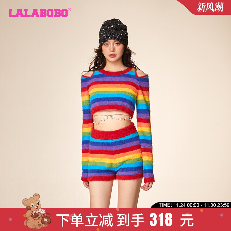 明星同款新国潮LALABOBO早秋新品款圆领套头毛织女|LBCD-WLZY13
