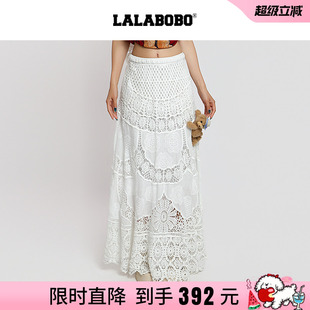 【立体小熊】LALABOBO26年新款a字裙法式镂空蕾丝长款白色半身裙