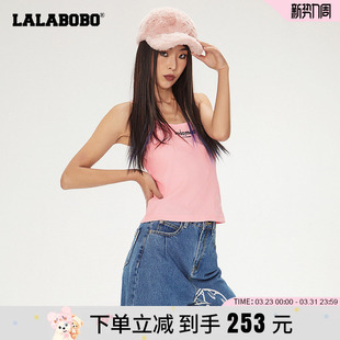 短款 毛球辣妹修身 LALABOBO2024夏新品 针织吊带背心 设计师潮牌