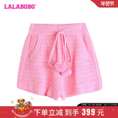 LALABOBO24夏季 WXZD16 LBDB 新款 甜美可爱高腰软糖兔毛织休闲短裤