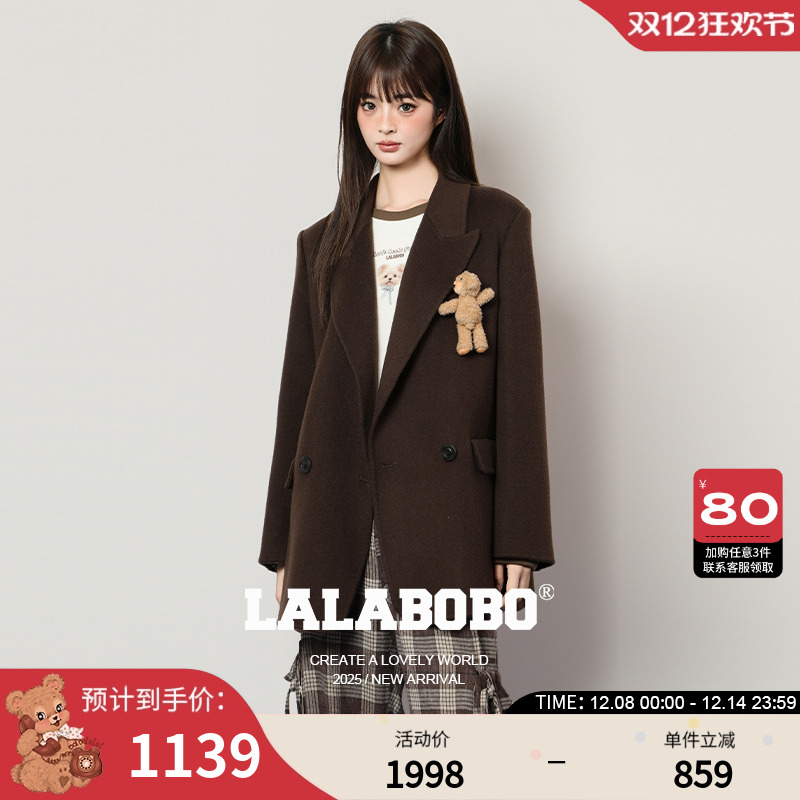 LABO立体小熊呢子大衣