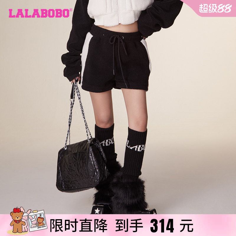 LALABOBO早秋新品潮流百搭治愈美学H型毛绒三分短裤|LBCD-WXZD12