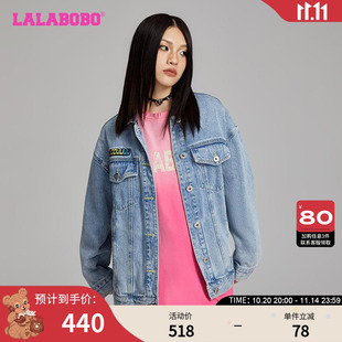 牛仔短外套女原创新款 LALABOBO24年秋季 潮牌流行上衣 商场同款