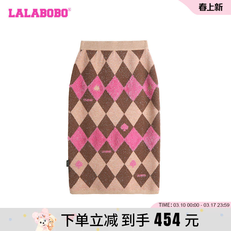 LALABOBO24年早秋半身裙女原创新款JK流行格子中长裙LBDC-WXZQ15