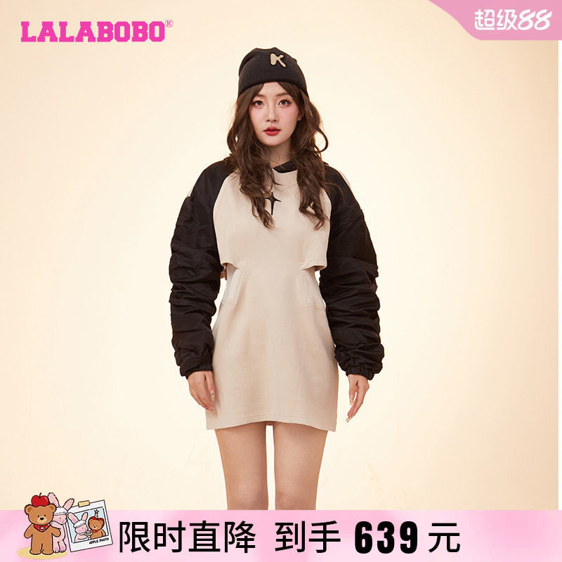 LALABOBO复古休闲收腰连衣裙