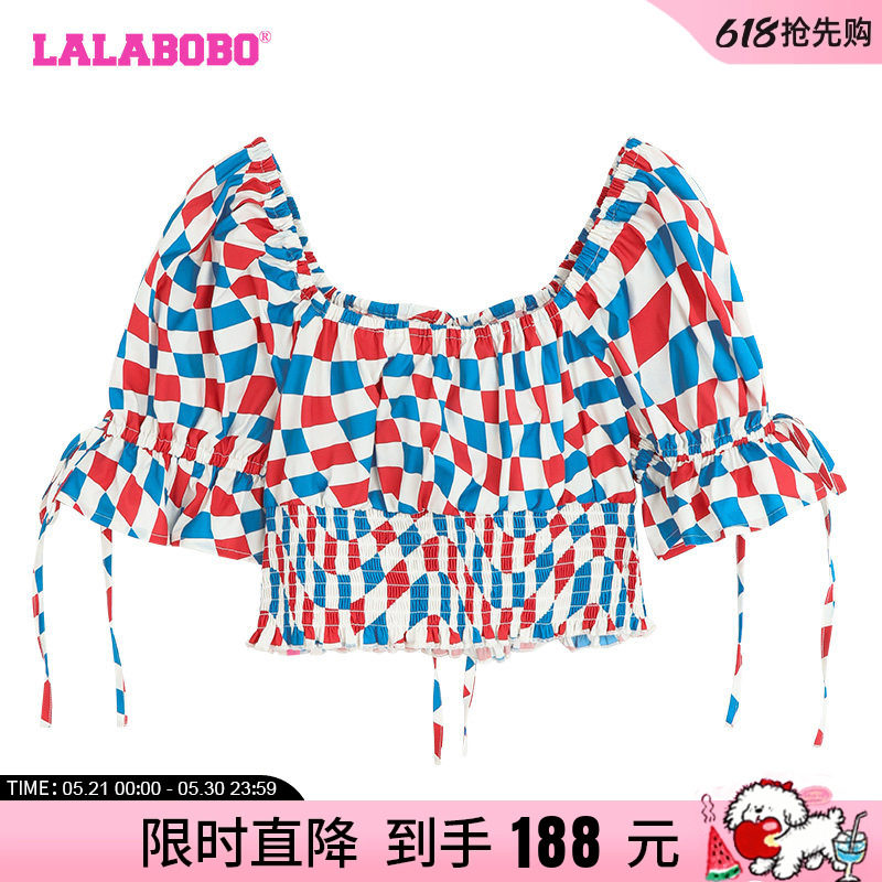LALABOBO2024夏季新款甜美可爱潮流舒适方领短袖上衣LBCB-WSWC18