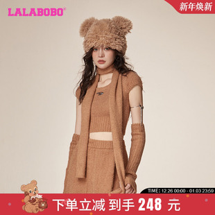 短袖 慵懒风LALABOBO早秋新品 上衣毛毛套头针织衫 艾霖同款