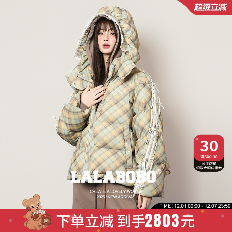 LABO奶油小狗蝴蝶结蕾丝羽绒